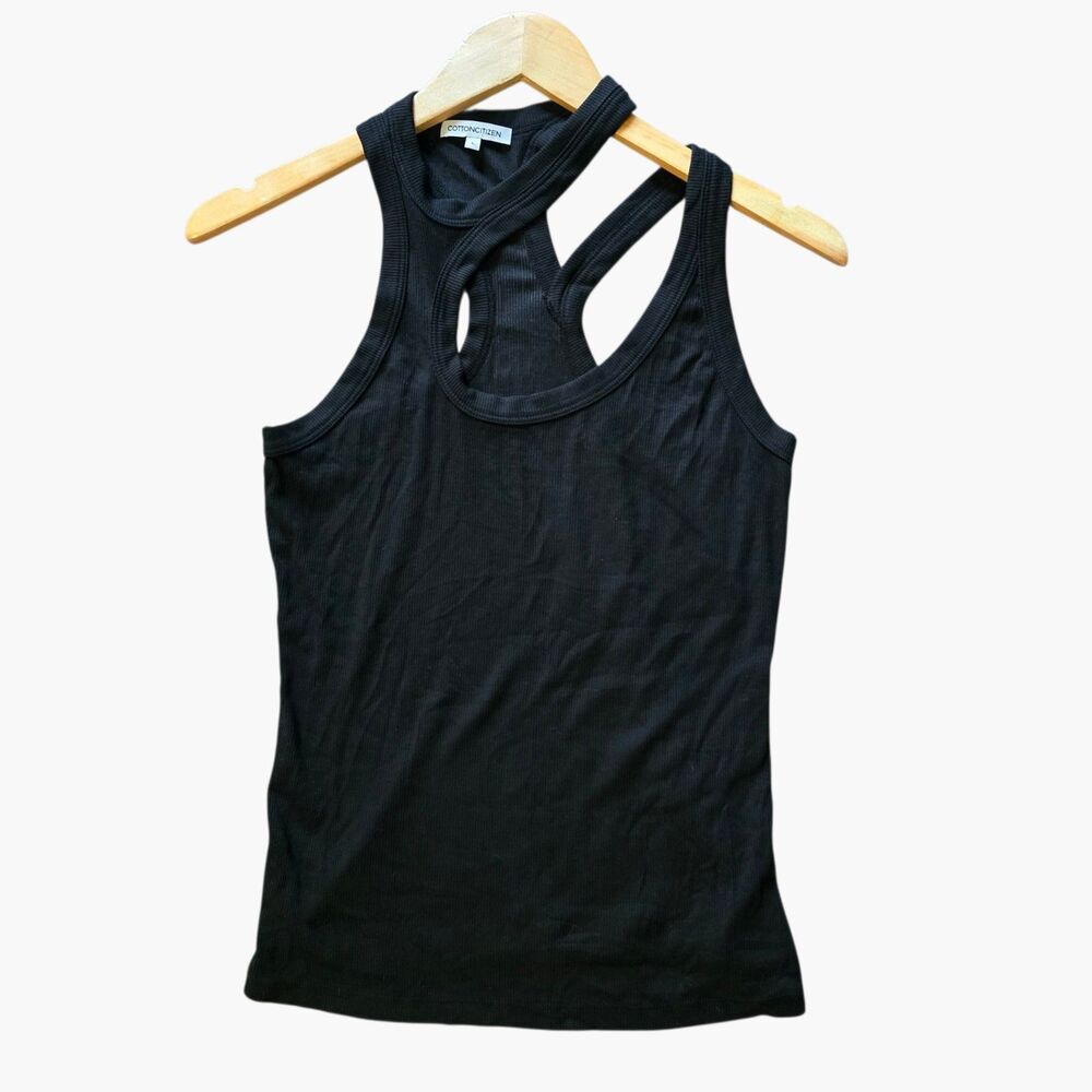 Cotton Citizen Verona Cutout Ribbed Tank Top Black Womens Large USA Made NWOT